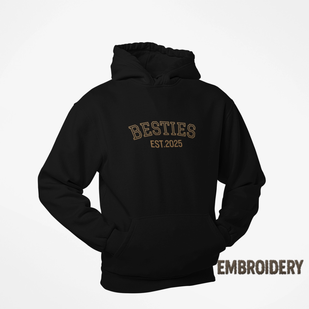 Custom Embroidered Bestie Hoodie Custom Embroidered Bestie Hoodie