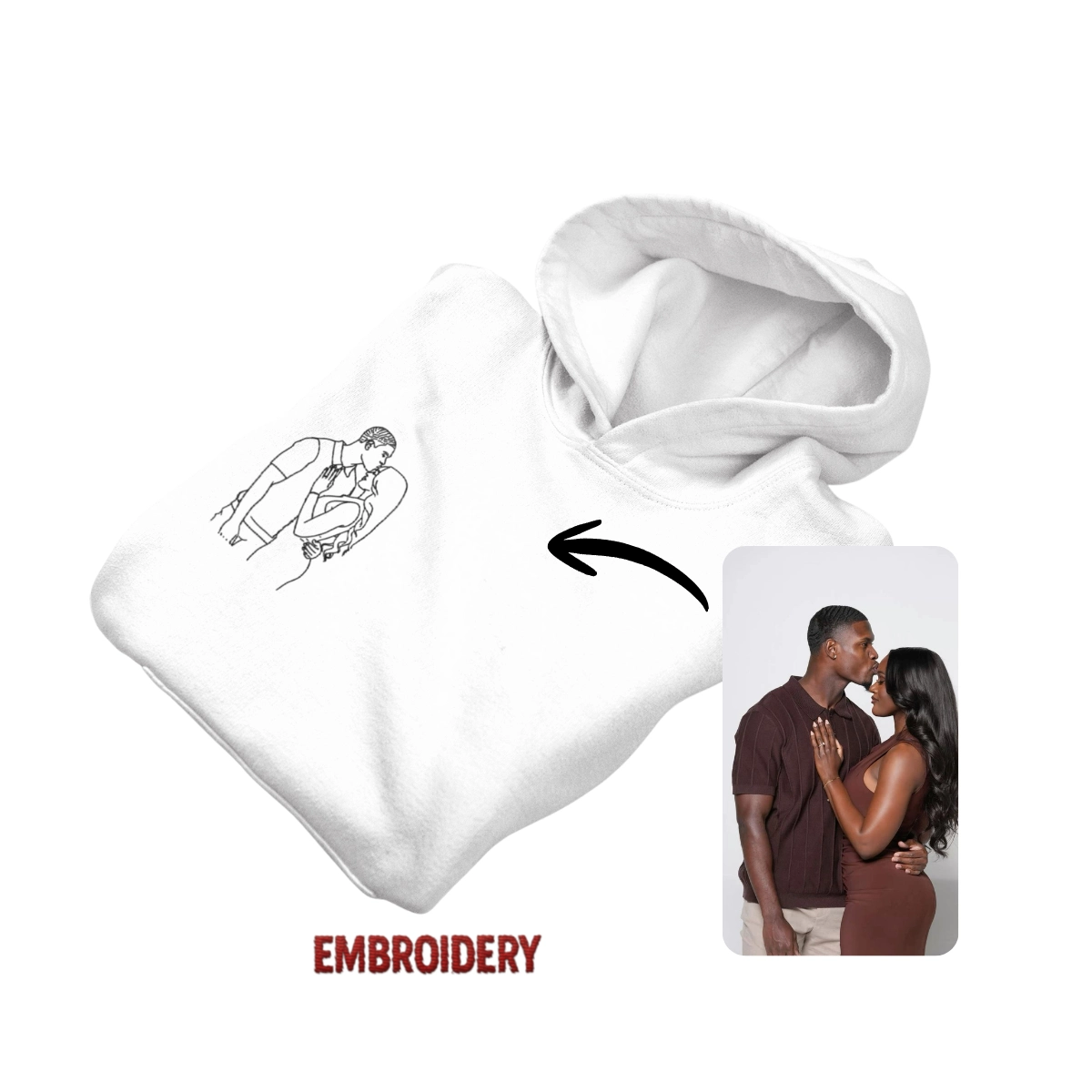 Custom Embroidery Hoodie - Lovely couple Custom Embroidery Hoodie - Lovely couple